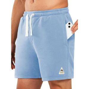 imageNORTHYARD Mens Sweat Shorts 5quot with Pockets Cotton Drawstring Summer Workout Casual Lounge ShortsBluebell