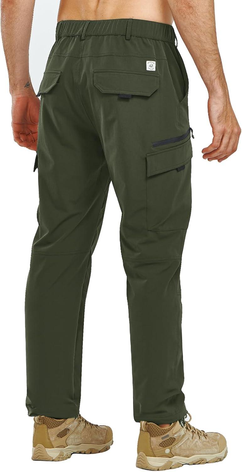 imageNORTHYARD Mens Cargo Hiking Pants Lightweight Quick Dry Outdoor Fishing Travel Active Sweatpants with Multi PocketsArmy Green