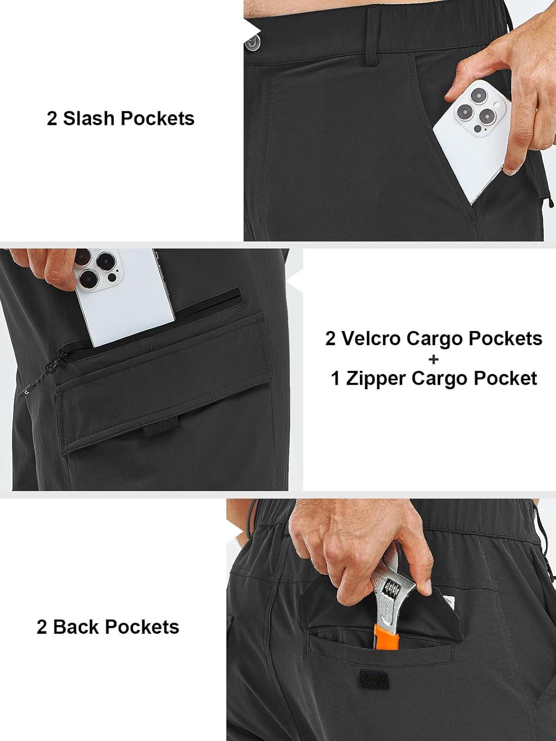 imageNORTHYARD Mens Cargo Hiking Pants Lightweight Quick Dry Outdoor Fishing Travel Active Sweatpants with Multi PocketsBlack