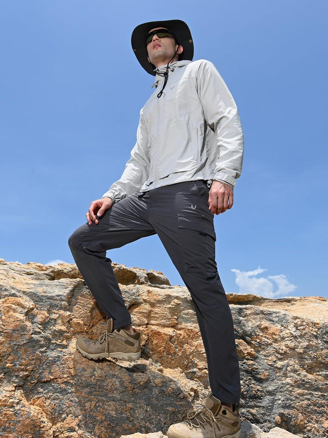 imageNORTHYARD Mens Cargo Hiking Pants Lightweight Quick Dry Outdoor Fishing Travel Active Sweatpants with Multi PocketsDark Grey