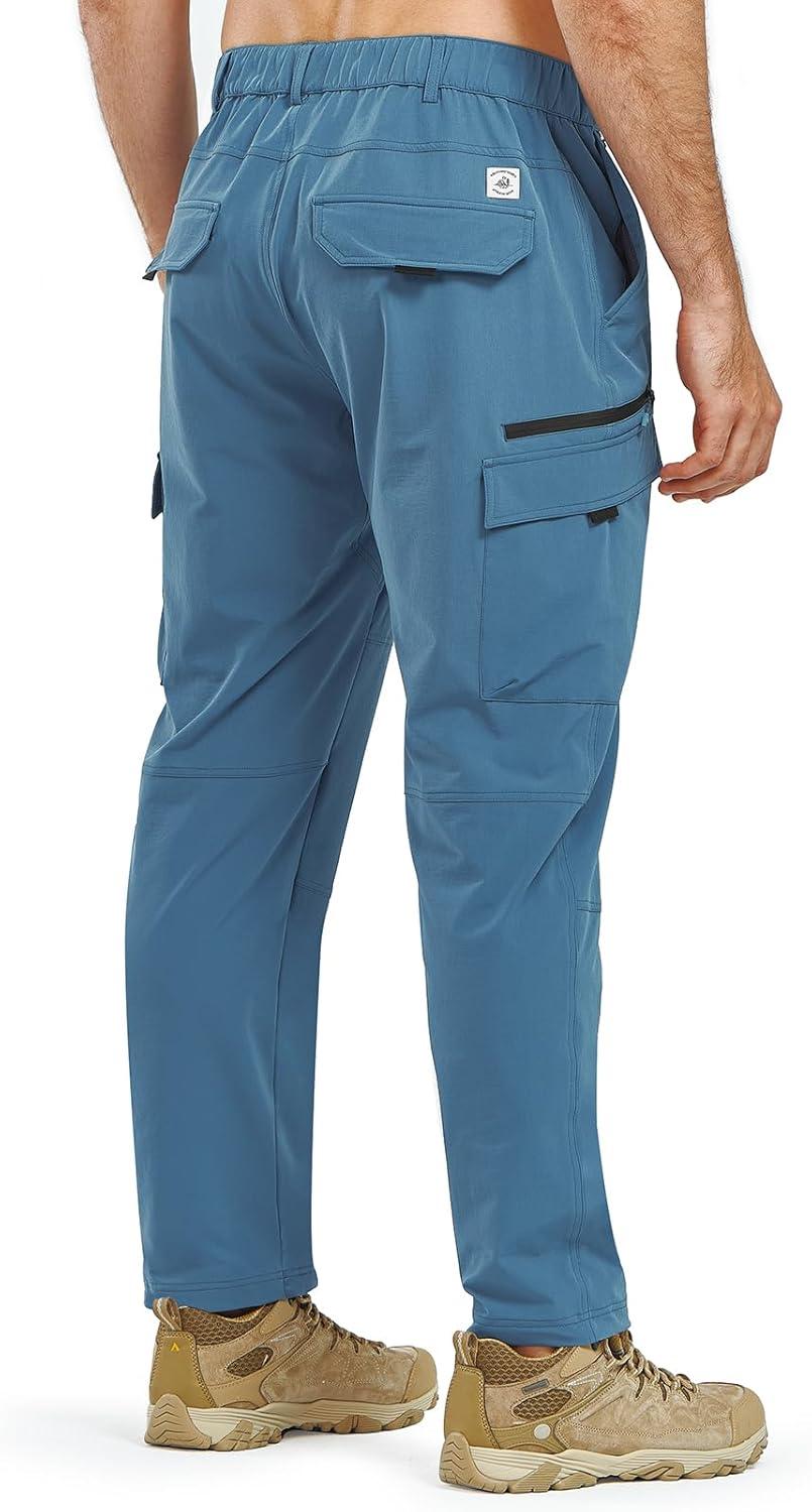 imageNORTHYARD Mens Cargo Hiking Pants Lightweight Quick Dry Outdoor Fishing Travel Active Sweatpants with Multi PocketsDusty Blue