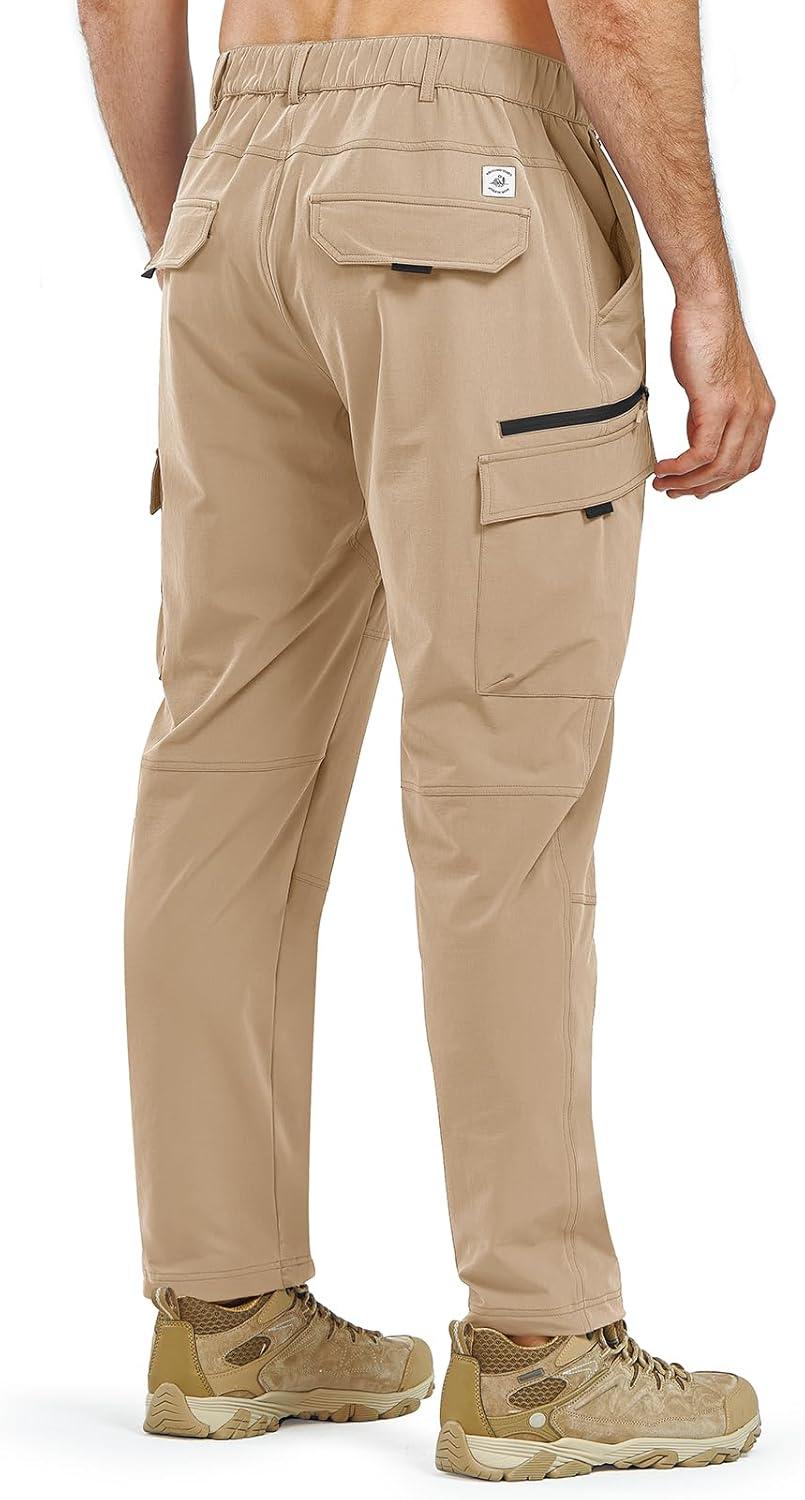 imageNORTHYARD Mens Cargo Hiking Pants Lightweight Quick Dry Outdoor Fishing Travel Active Sweatpants with Multi PocketsKhaki