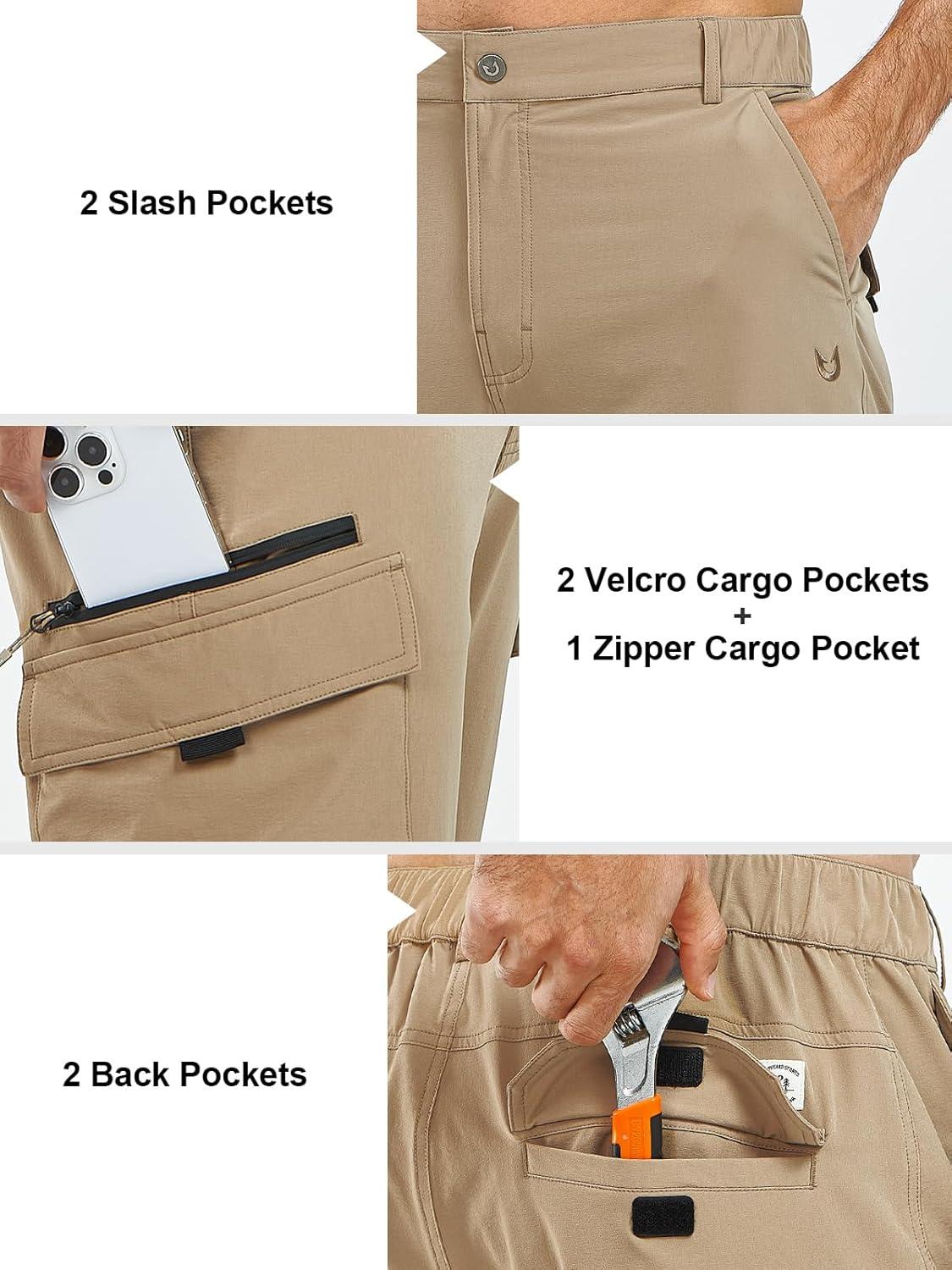 imageNORTHYARD Mens Cargo Hiking Pants Lightweight Quick Dry Outdoor Fishing Travel Active Sweatpants with Multi PocketsKhaki