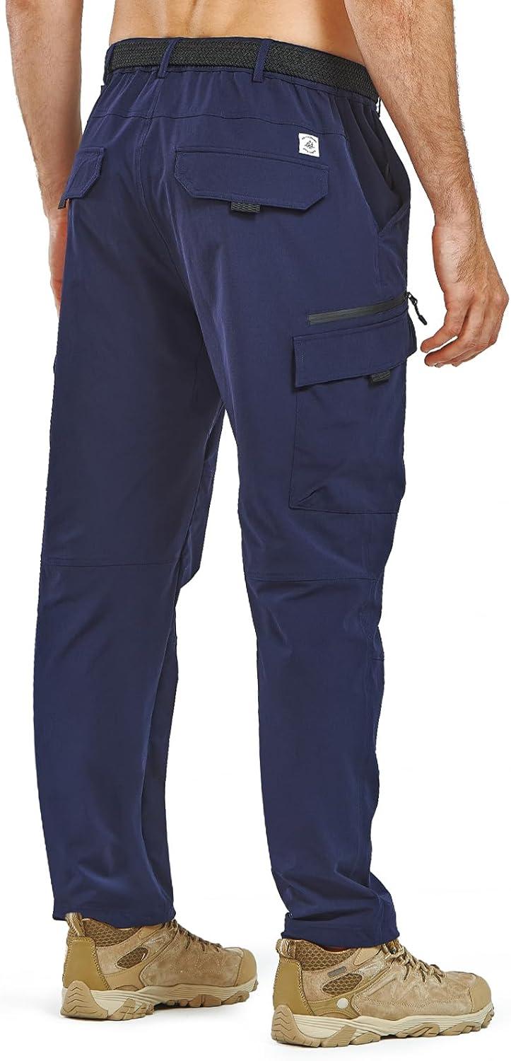 imageNORTHYARD Mens Cargo Hiking Pants Lightweight Quick Dry Outdoor Fishing Travel Active Sweatpants with Multi PocketsNavy