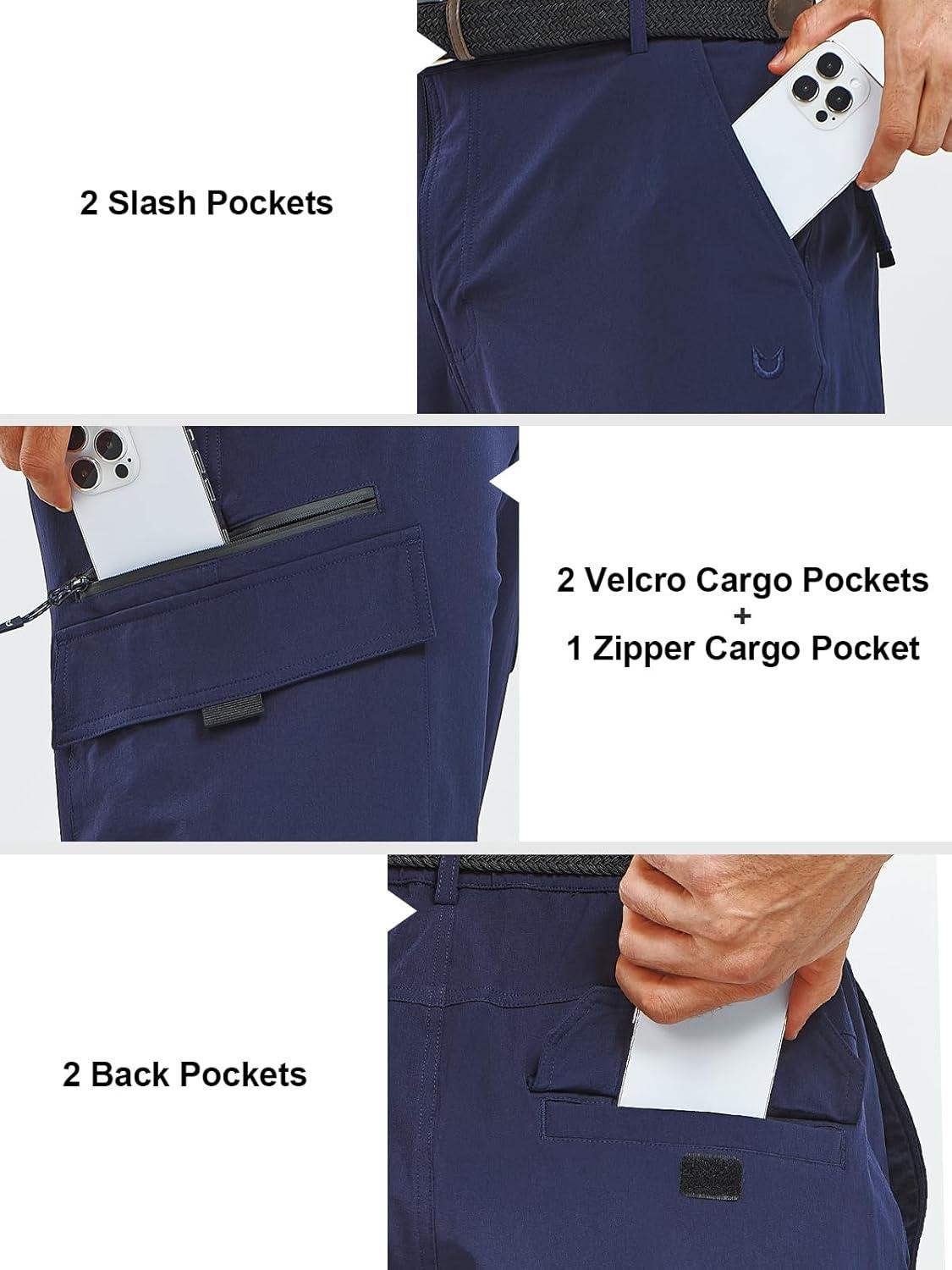 imageNORTHYARD Mens Cargo Hiking Pants Lightweight Quick Dry Outdoor Fishing Travel Active Sweatpants with Multi PocketsNavy