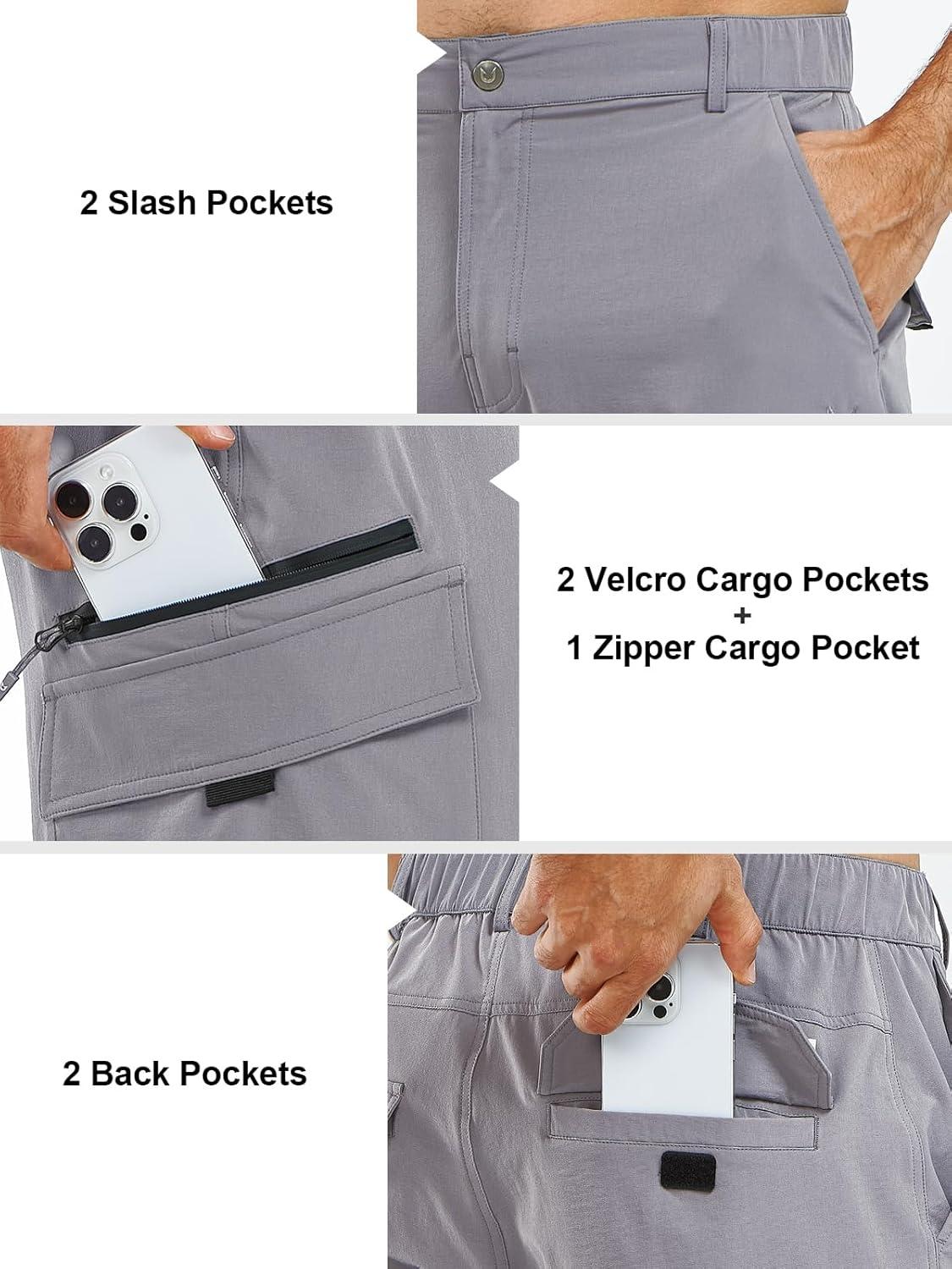 imageNORTHYARD Mens Cargo Hiking Pants Lightweight Quick Dry Outdoor Fishing Travel Active Sweatpants with Multi PocketsStone