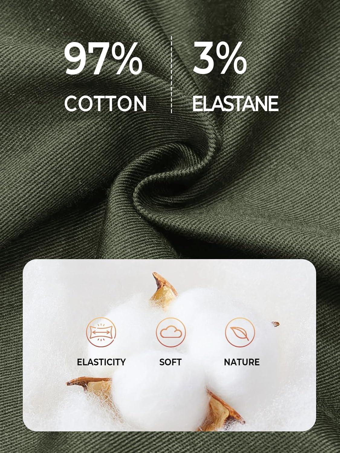 imageNORTHYARD Mens Casual ShortsCotton 9quot Golf Hiking Drawstring Elastic Waist Work Shorts with Zipper PocketsArmygreen
