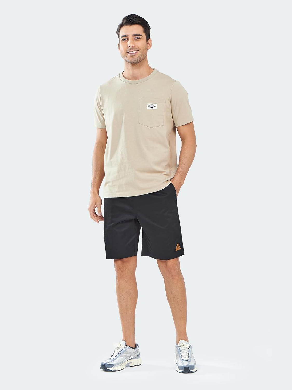 imageNORTHYARD Mens Casual ShortsCotton 9quot Golf Hiking Drawstring Elastic Waist Work Shorts with Zipper PocketsBlack