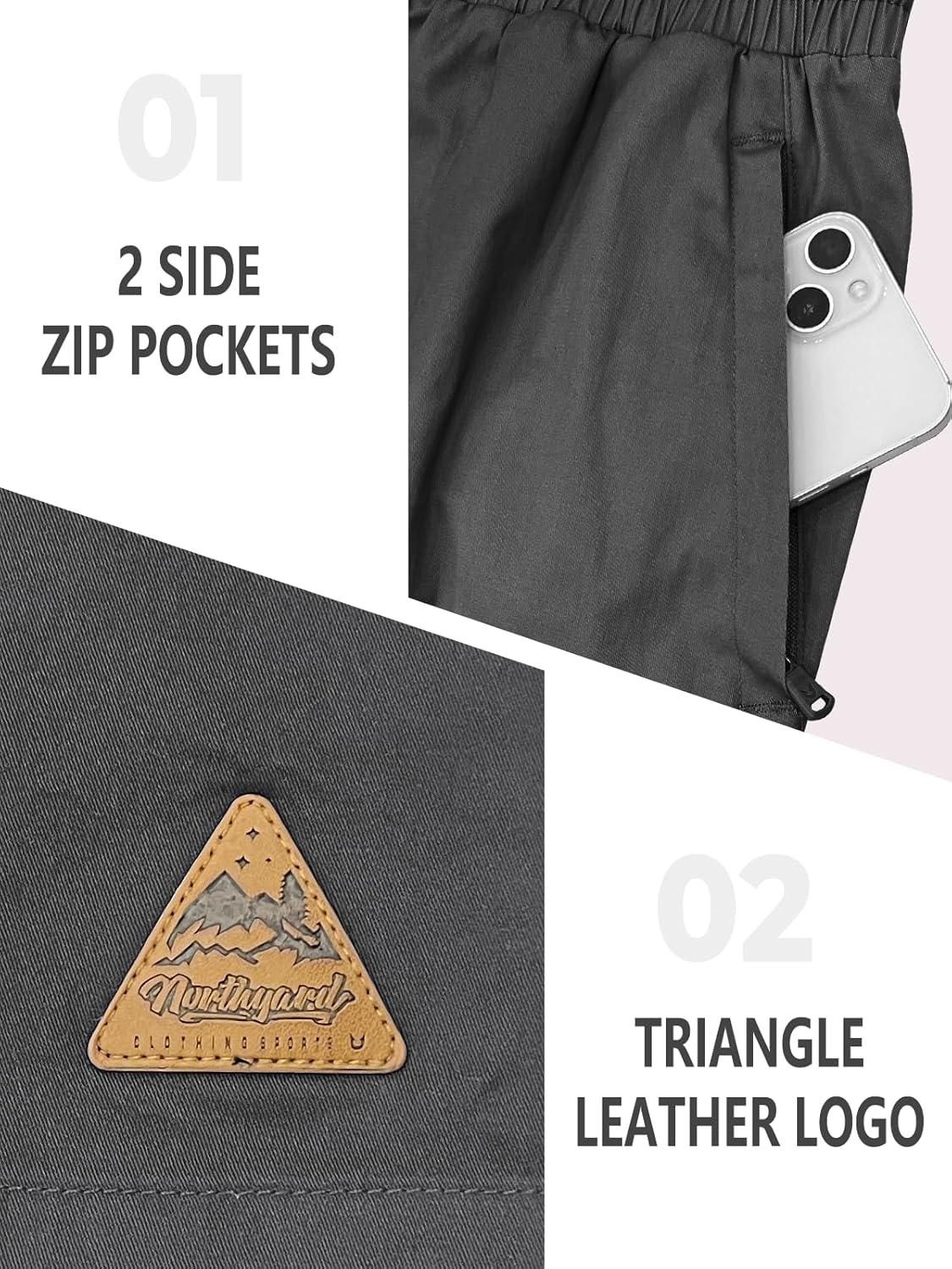 imageNORTHYARD Mens Casual ShortsCotton 9quot Golf Hiking Drawstring Elastic Waist Work Shorts with Zipper PocketsDarkgrey