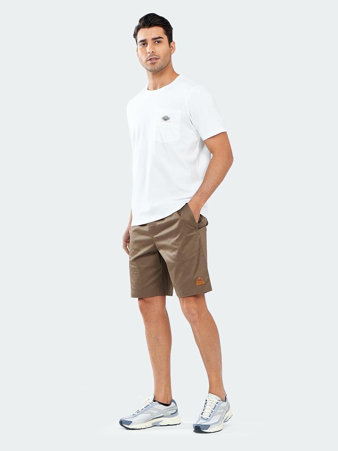 imageNORTHYARD Mens Casual ShortsCotton 9quot Golf Hiking Drawstring Elastic Waist Work Shorts with Zipper PocketsDeepkhaki