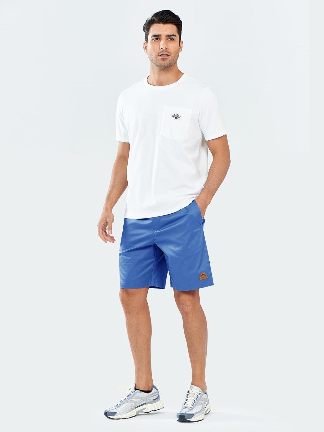 imageNORTHYARD Mens Casual ShortsCotton 9quot Golf Hiking Drawstring Elastic Waist Work Shorts with Zipper PocketsGreyblue