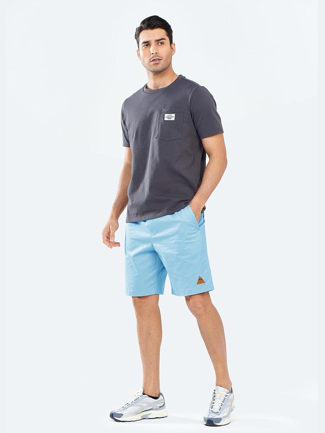 imageNORTHYARD Mens Casual ShortsCotton 9quot Golf Hiking Drawstring Elastic Waist Work Shorts with Zipper PocketsSkyblue