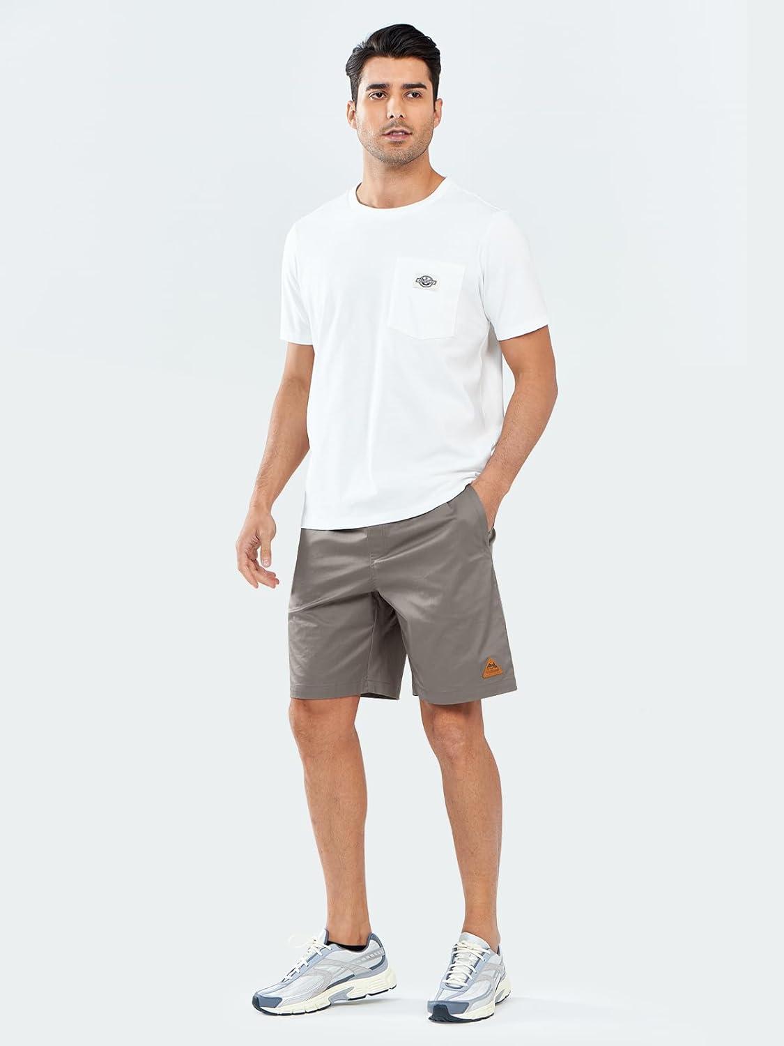 imageNORTHYARD Mens Casual ShortsCotton 9quot Golf Hiking Drawstring Elastic Waist Work Shorts with Zipper PocketsStone