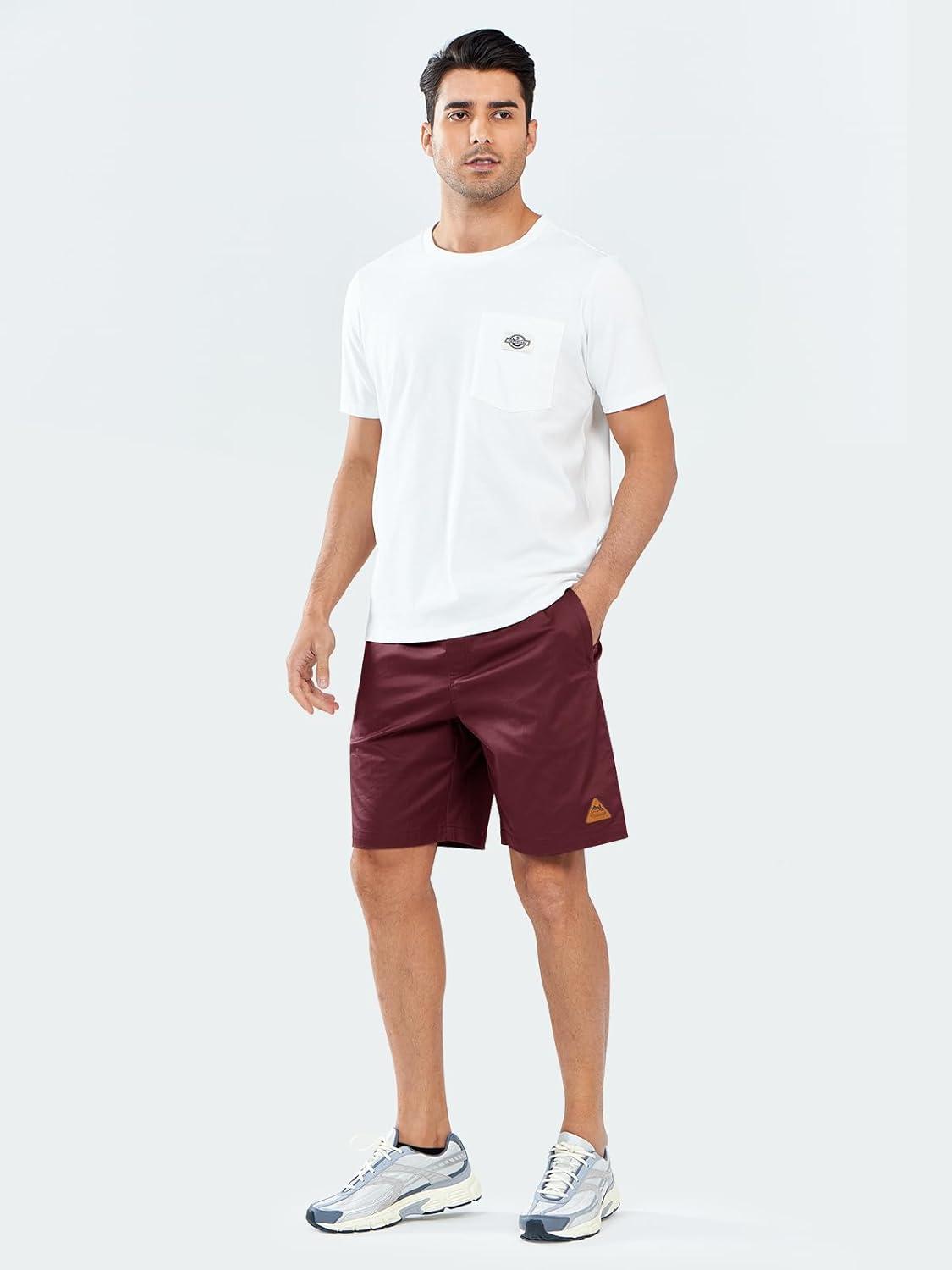 imageNORTHYARD Mens Casual ShortsCotton 9quot Golf Hiking Drawstring Elastic Waist Work Shorts with Zipper PocketsWine