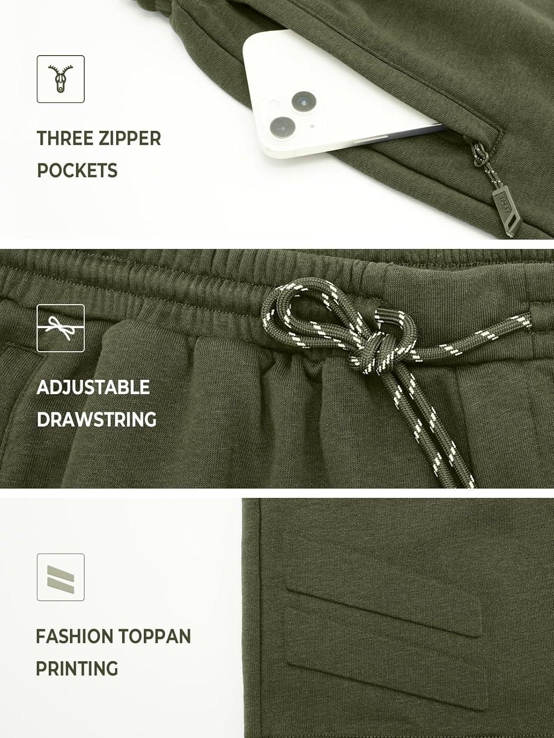 imageNORTHYARD Mens Cotton Casual Sweat Shorts Athletic Running Shorts with Zipper Pockets 7quot Workout Gym Lounge Short for MensArmygreen