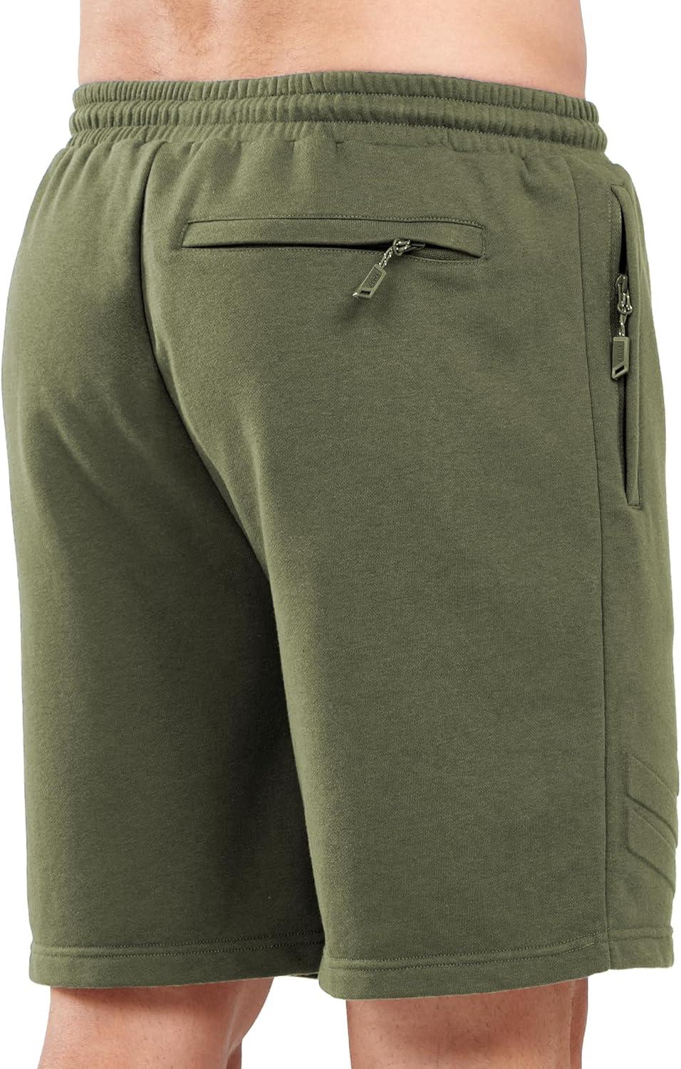 imageNORTHYARD Mens Cotton Casual Sweat Shorts Athletic Running Shorts with Zipper Pockets 7quot Workout Gym Lounge Short for MensArmygreen