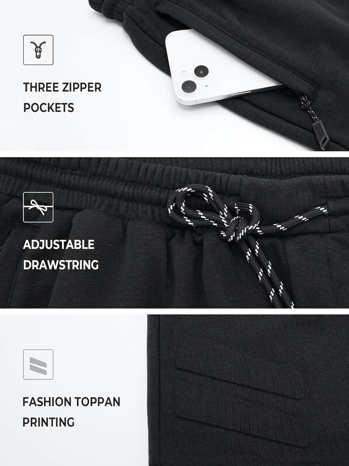 imageNORTHYARD Mens Cotton Casual Sweat Shorts Athletic Running Shorts with Zipper Pockets 7quot Workout Gym Lounge Short for MensBlack