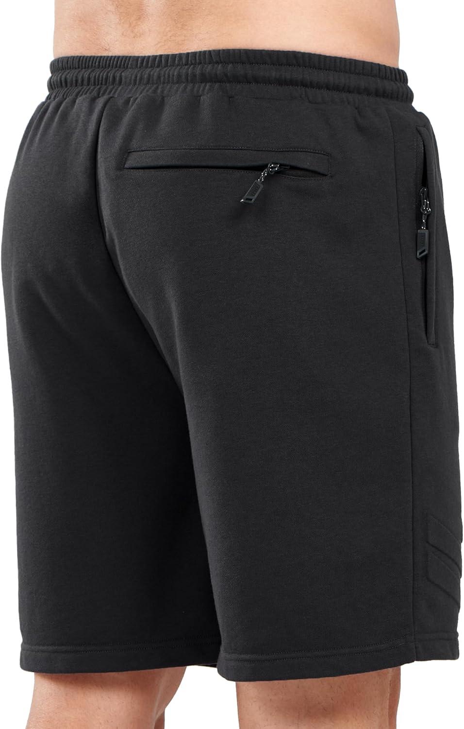 imageNORTHYARD Mens Cotton Casual Sweat Shorts Athletic Running Shorts with Zipper Pockets 7quot Workout Gym Lounge Short for MensBlack