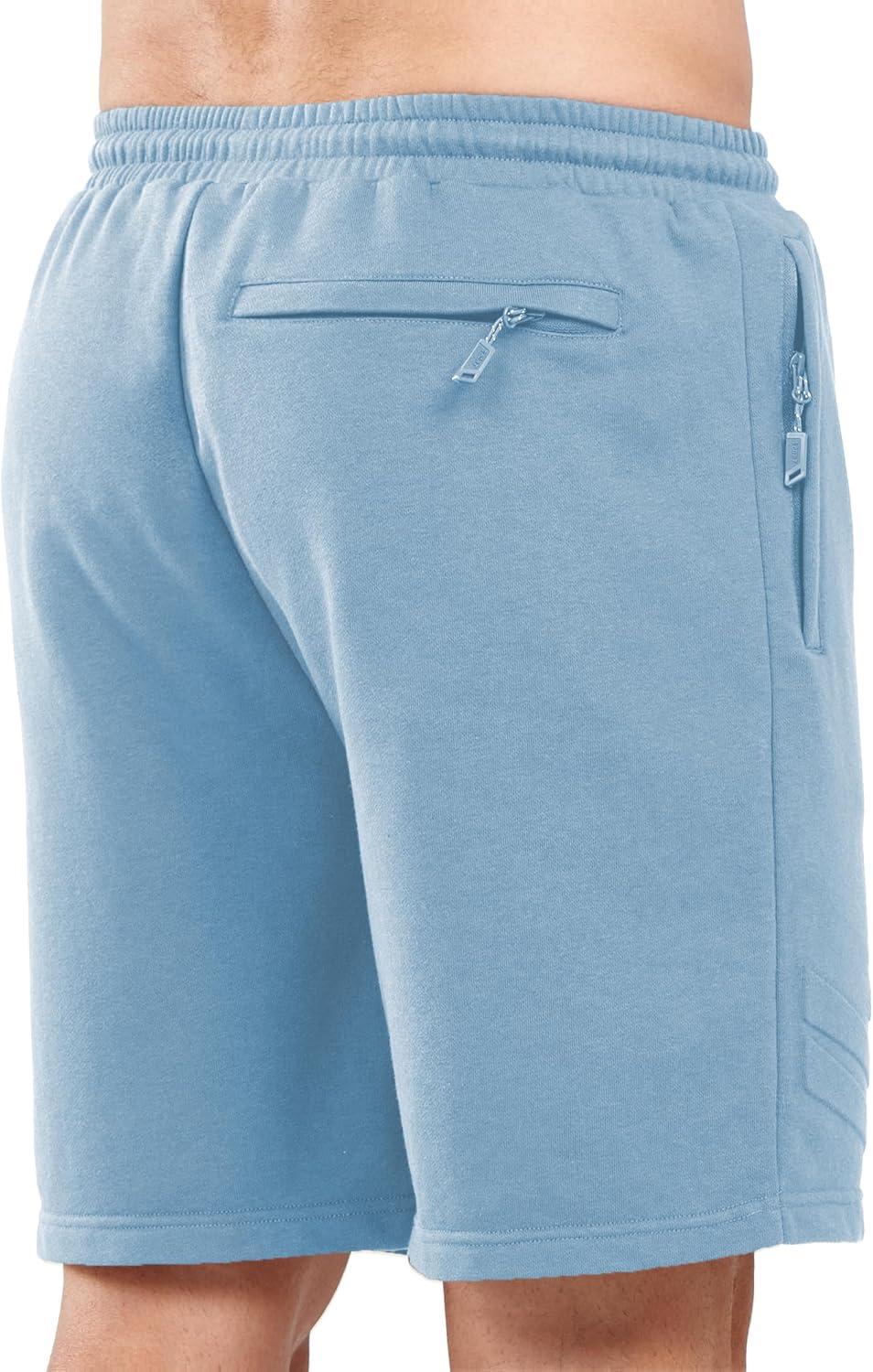 imageNORTHYARD Mens Cotton Casual Sweat Shorts Athletic Running Shorts with Zipper Pockets 7quot Workout Gym Lounge Short for MensBluebell