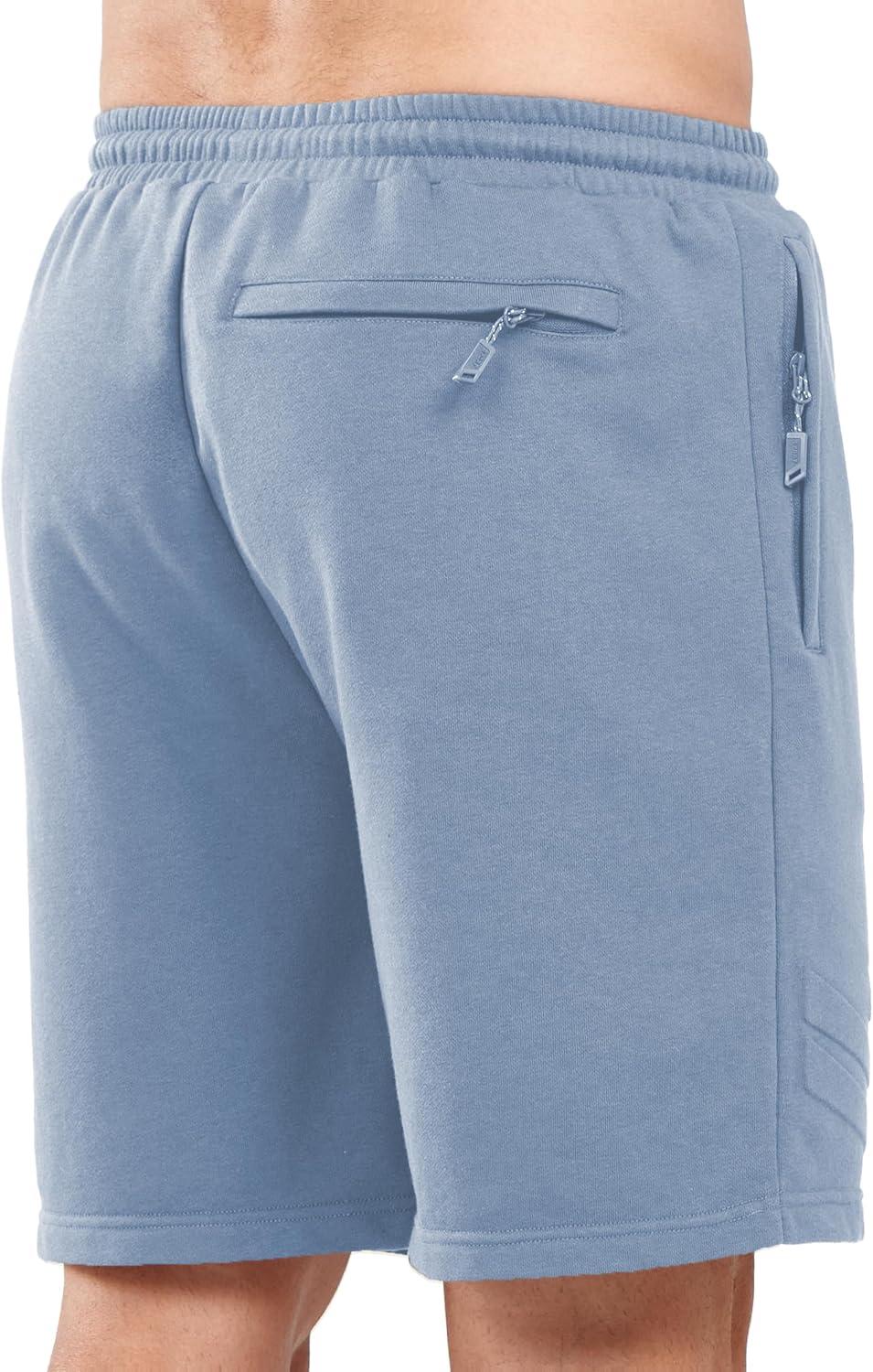 imageNORTHYARD Mens Cotton Casual Sweat Shorts Athletic Running Shorts with Zipper Pockets 7quot Workout Gym Lounge Short for MensGreyblue