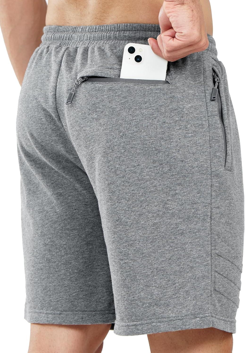 imageNORTHYARD Mens Cotton Casual Sweat Shorts Athletic Running Shorts with Zipper Pockets 7quot Workout Gym Lounge Short for MensMediumgreyheather