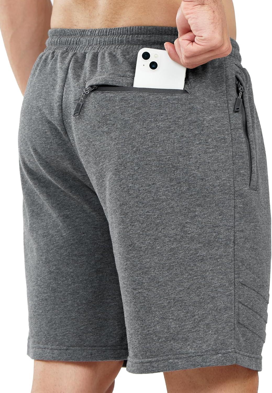 imageNORTHYARD Mens Cotton Casual Sweat Shorts Athletic Running Shorts with Zipper Pockets 7quot Workout Gym Lounge Short for MensSmoke Heather
