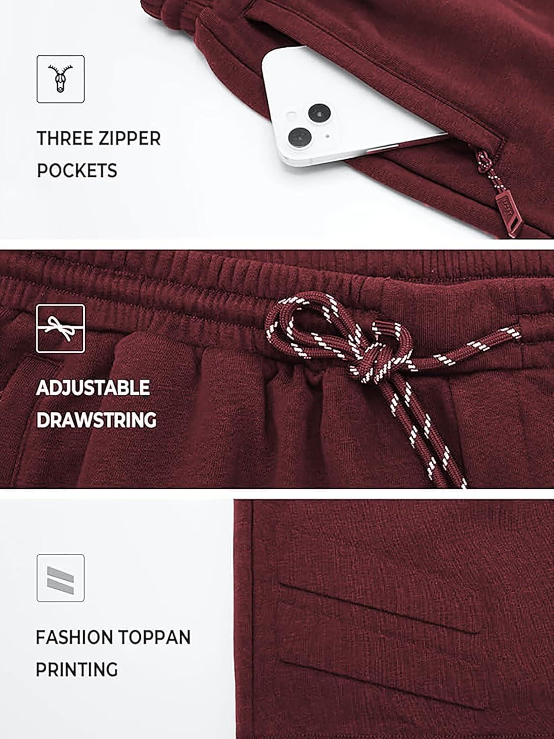 imageNORTHYARD Mens Cotton Casual Sweat Shorts Athletic Running Shorts with Zipper Pockets 7quot Workout Gym Lounge Short for MensWine
