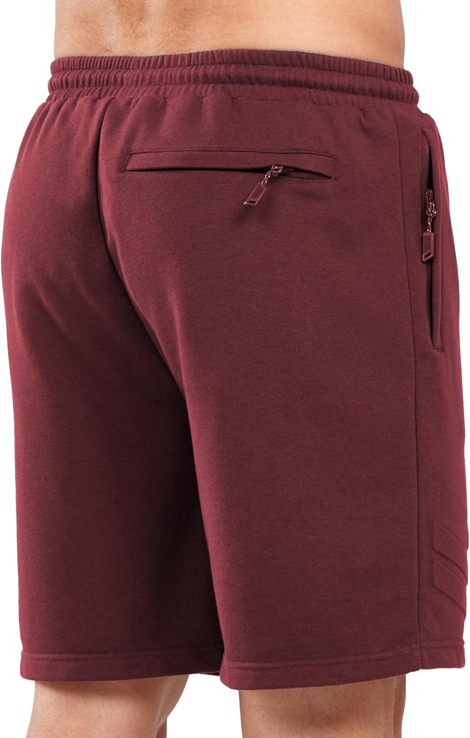 imageNORTHYARD Mens Cotton Casual Sweat Shorts Athletic Running Shorts with Zipper Pockets 7quot Workout Gym Lounge Short for MensWine