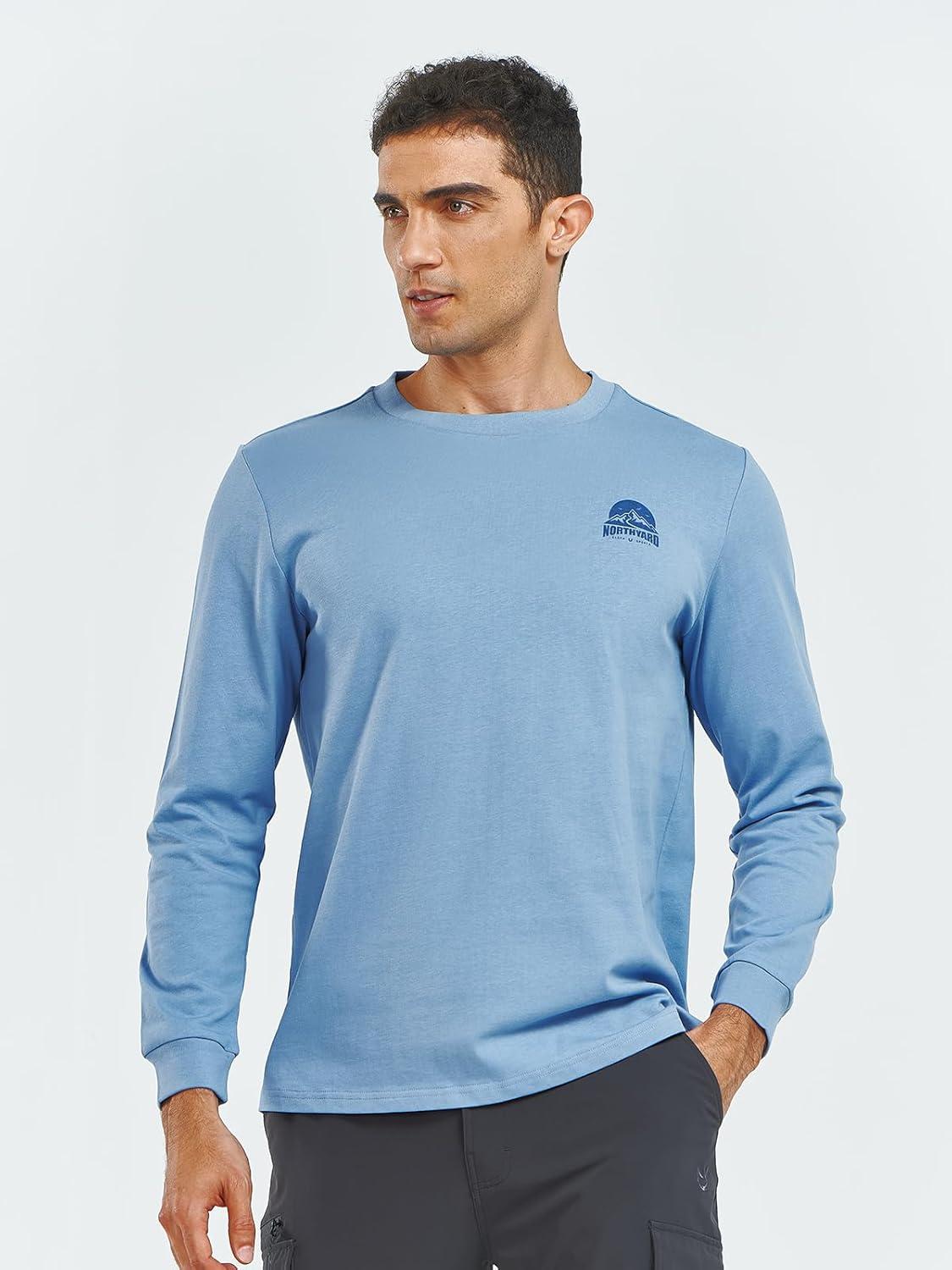imageNORTHYARD Mens Cotton Long Sleeve TShirts Graphic Casual Stylish Crew Neck Tee Shirts for Men OutdoorsBluestone