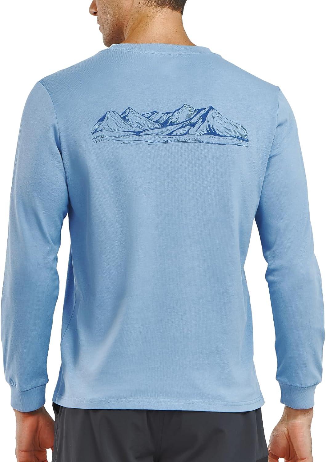 imageNORTHYARD Mens Cotton Long Sleeve TShirts Graphic Casual Stylish Crew Neck Tee Shirts for Men OutdoorsBluestone