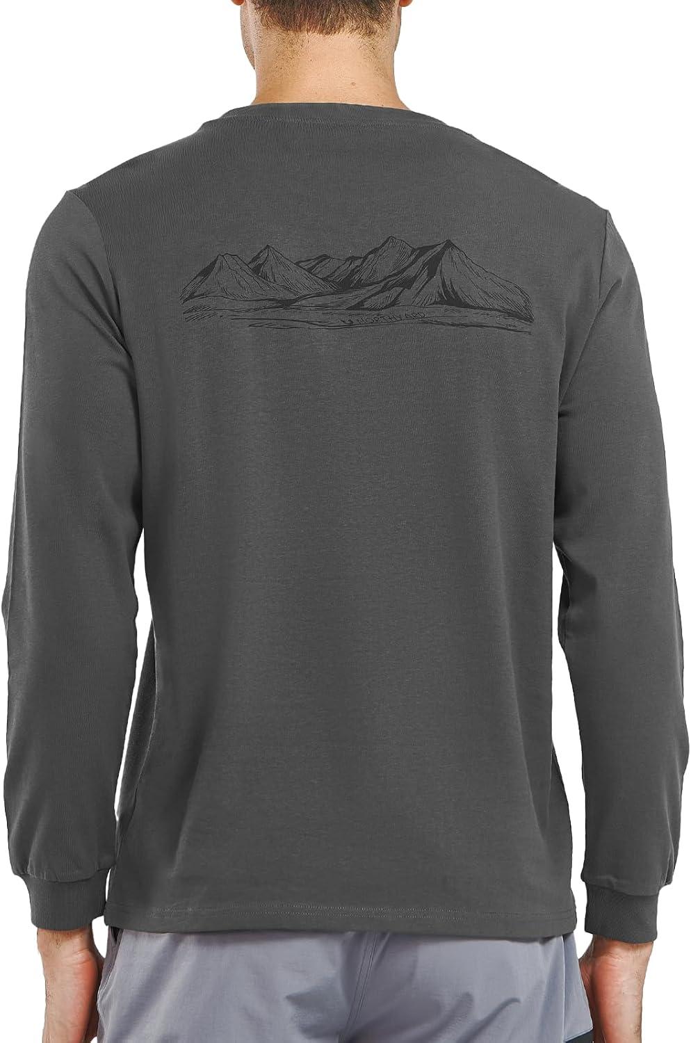 imageNORTHYARD Mens Cotton Long Sleeve TShirts Graphic Casual Stylish Crew Neck Tee Shirts for Men OutdoorsDarkgrey