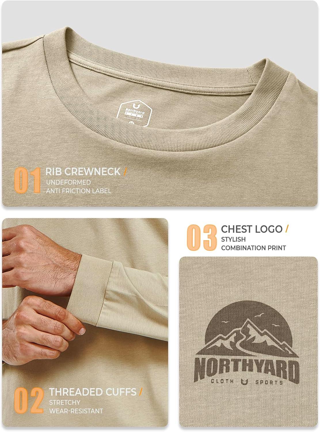 imageNORTHYARD Mens Cotton Long Sleeve TShirts Graphic Casual Stylish Crew Neck Tee Shirts for Men OutdoorsDersert