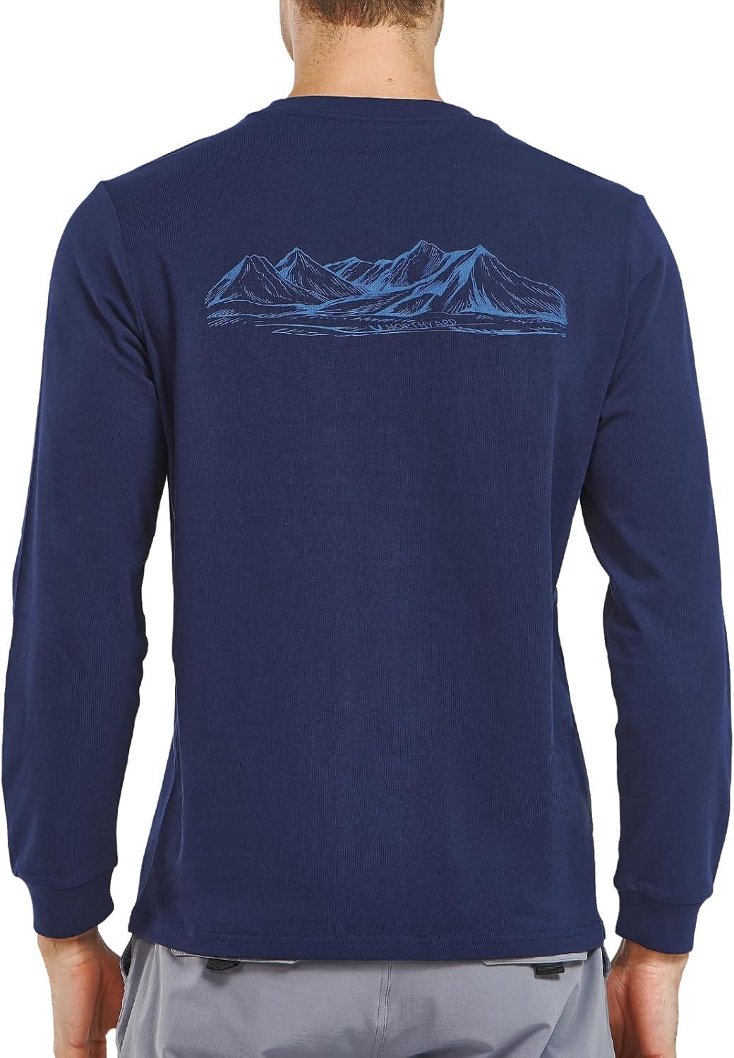imageNORTHYARD Mens Cotton Long Sleeve TShirts Graphic Casual Stylish Crew Neck Tee Shirts for Men OutdoorsNavy