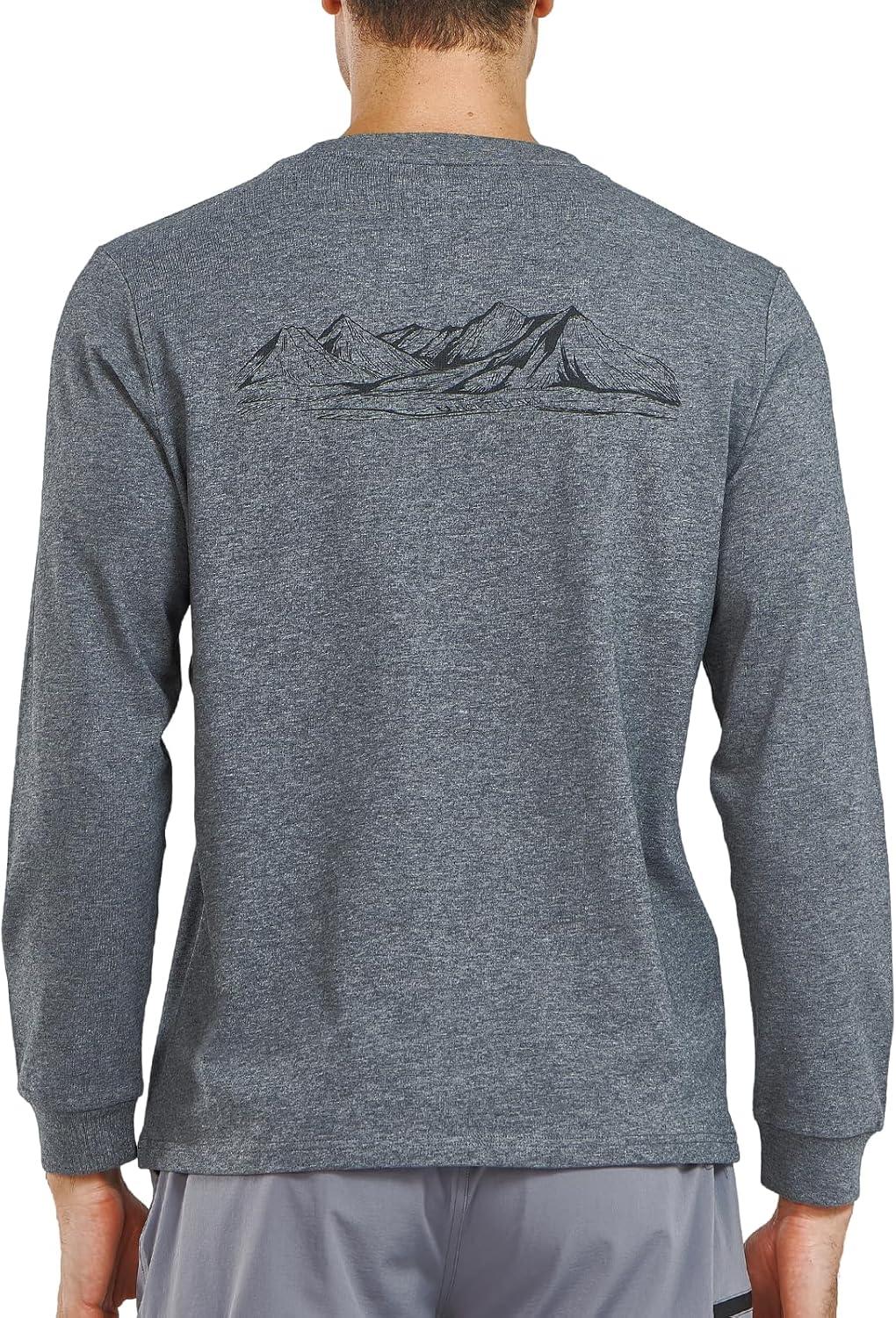 imageNORTHYARD Mens Cotton Long Sleeve TShirts Graphic Casual Stylish Crew Neck Tee Shirts for Men OutdoorsSmokeheather