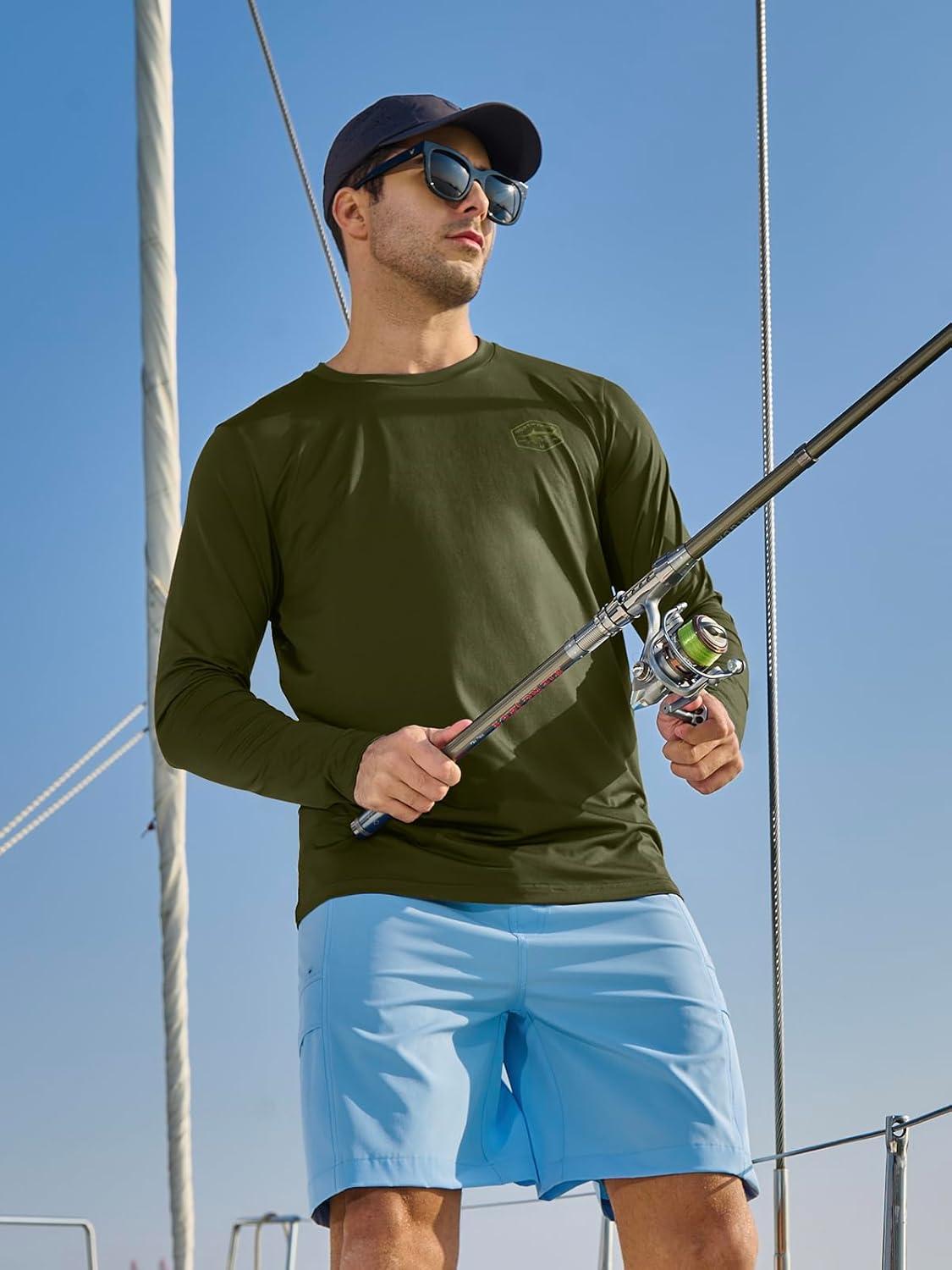imageNORTHYARD Mens Sun Protection Shirts SPF Long Sleeve Swim Beach Rash Guard UV UPF 50 Fishing TShirt Quick Dry LightweightArmygreen