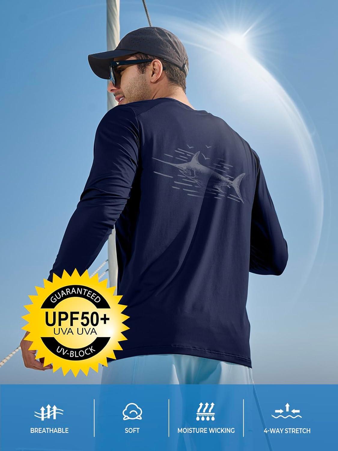 imageNORTHYARD Mens Sun Protection Shirts SPF Long Sleeve Swim Beach Rash Guard UV UPF 50 Fishing TShirt Quick Dry LightweightDarkblue
