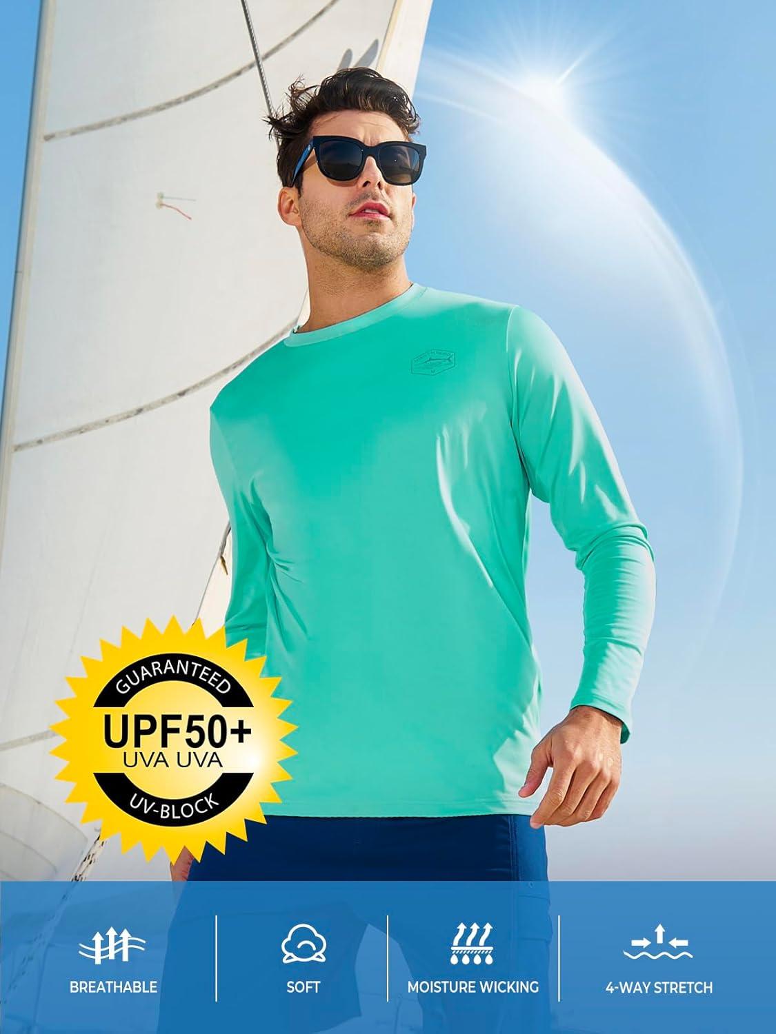 imageNORTHYARD Mens Sun Protection Shirts SPF Long Sleeve Swim Beach Rash Guard UV UPF 50 Fishing TShirt Quick Dry LightweightLakeblue