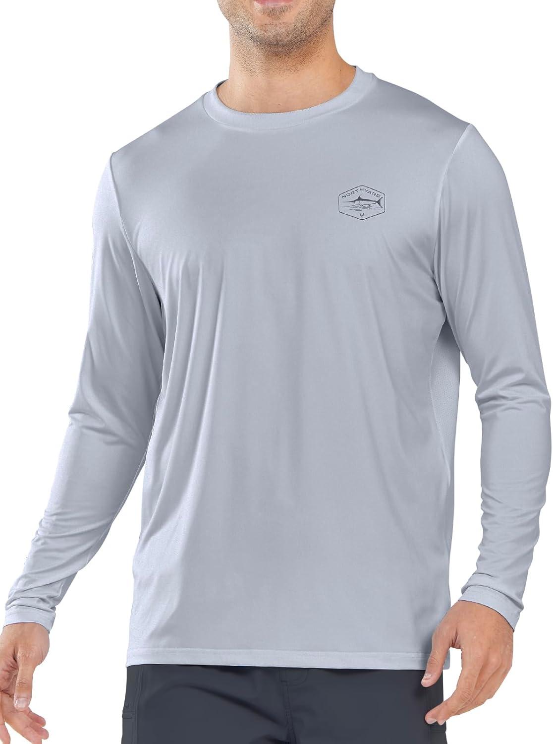 imageNORTHYARD Mens Sun Protection Shirts SPF Long Sleeve Swim Beach Rash Guard UV UPF 50 Fishing TShirt Quick Dry LightweightLightgrey