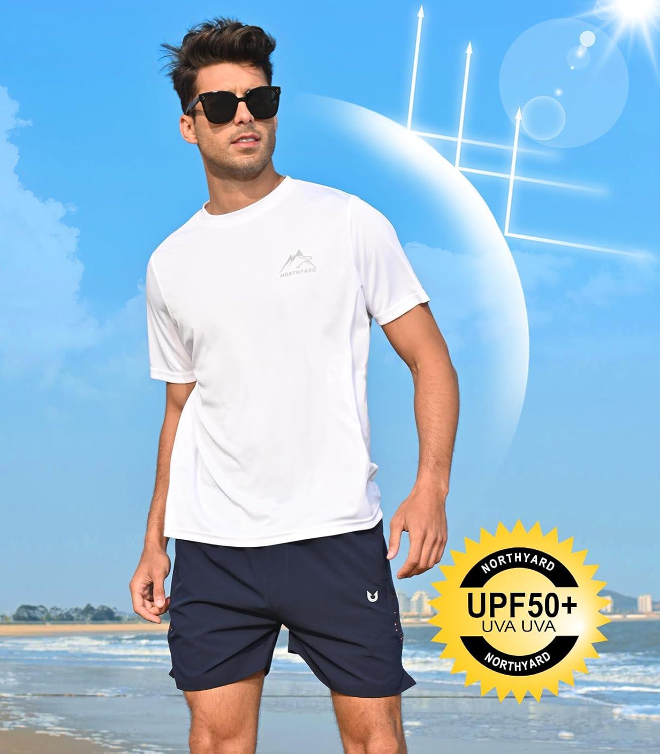 imageNORTHYARD Mens UPF 50 Sun Protection Shirts Swim SPF UV Quick Dry Short Sleeve TShirts for Athletic Fishing Rash Guard