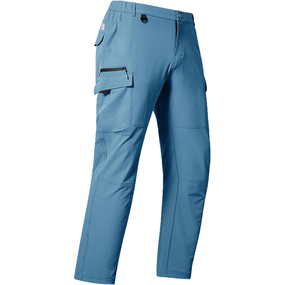 imageNORTHYARD Mens Cargo Hiking Pants Lightweight Quick Dry Outdoor Fishing Travel Active Sweatpants with Multi PocketsDusty Blue