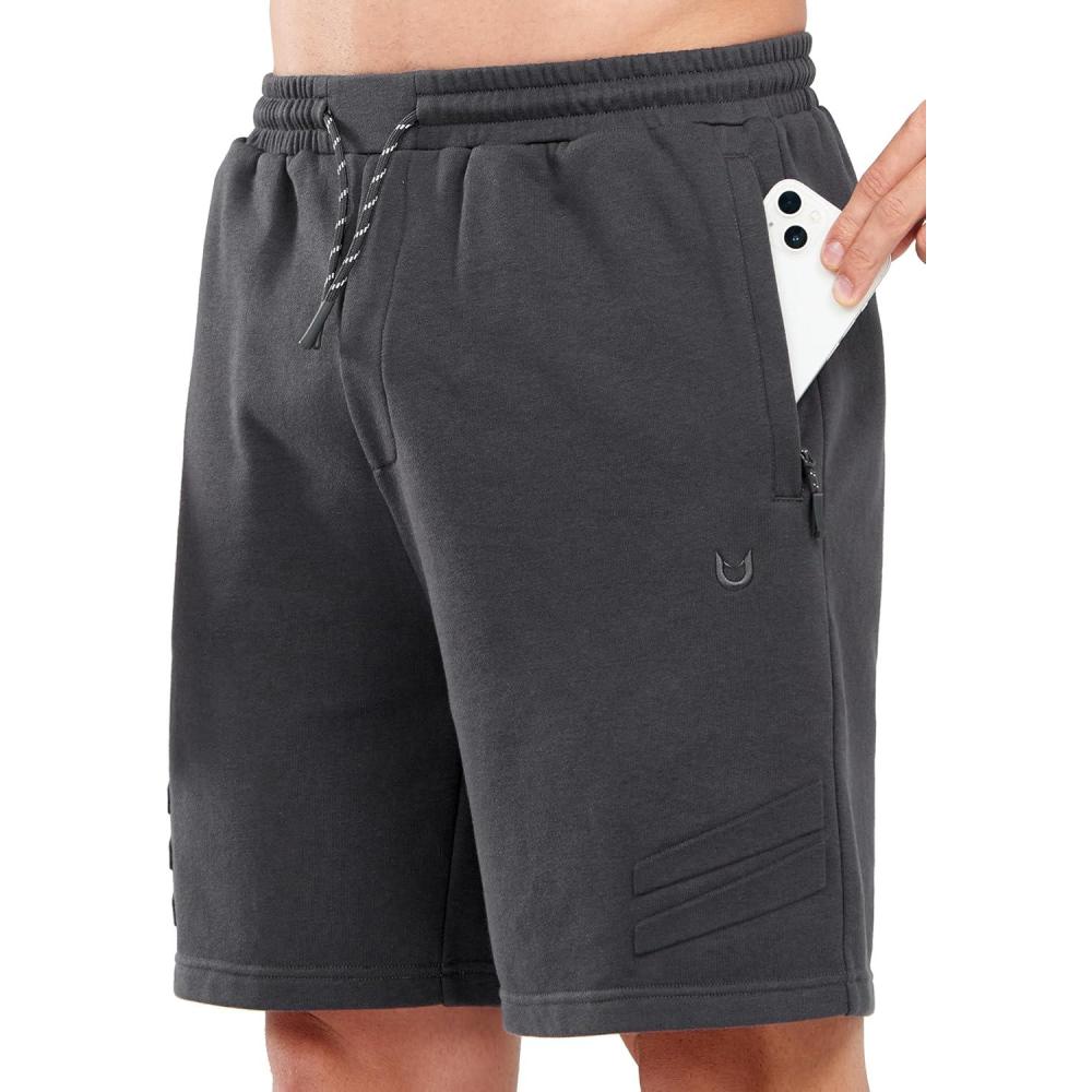 imageNORTHYARD Mens Cotton Casual Sweat Shorts Athletic Running Shorts with Zipper Pockets 7quot Workout Gym Lounge Short for MensDark Grey