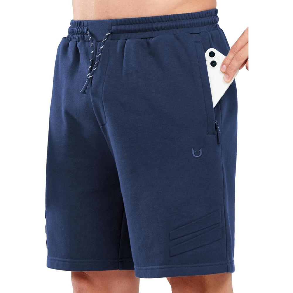 imageNORTHYARD Mens Cotton Casual Sweat Shorts Athletic Running Shorts with Zipper Pockets 7quot Workout Gym Lounge Short for MensNavy