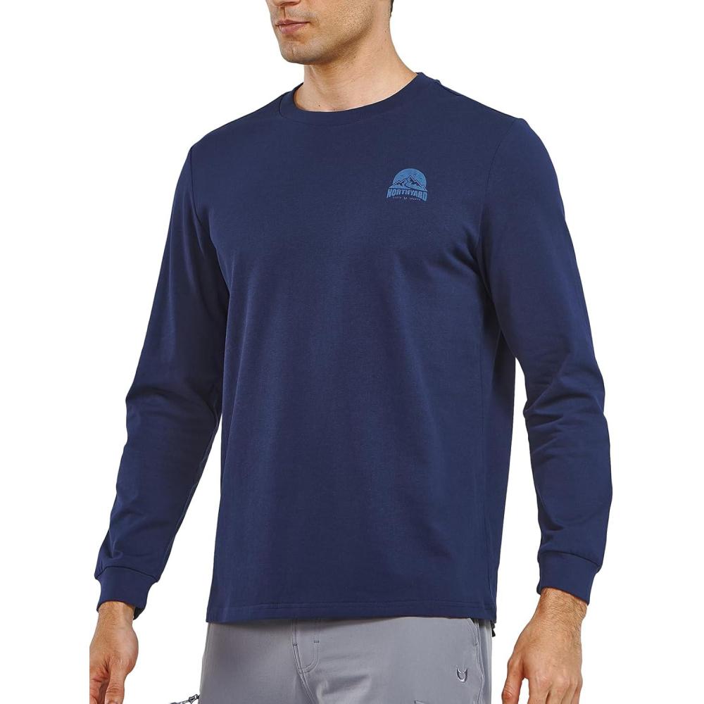 imageNORTHYARD Mens Cotton Long Sleeve TShirts Graphic Casual Stylish Crew Neck Tee Shirts for Men OutdoorsNavy