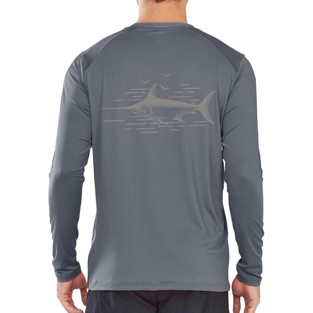 imageNORTHYARD Mens Sun Protection Shirts SPF Long Sleeve Swim Beach Rash Guard UV UPF 50 Fishing TShirt Quick Dry LightweightCloud