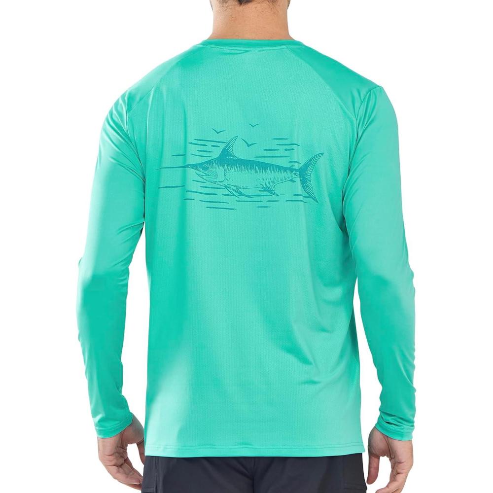 imageNORTHYARD Mens Sun Protection Shirts SPF Long Sleeve Swim Beach Rash Guard UV UPF 50 Fishing TShirt Quick Dry LightweightLakeblue
