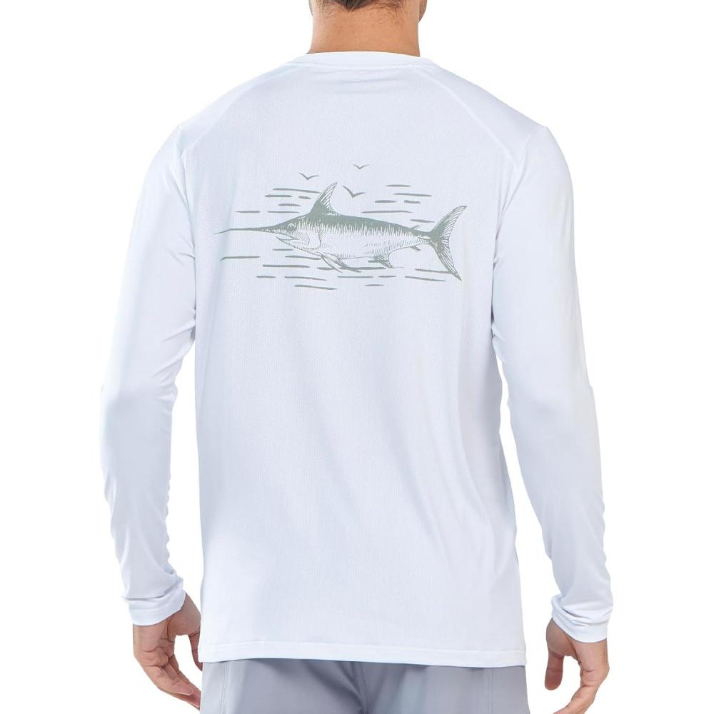 imageNORTHYARD Mens Sun Protection Shirts SPF Long Sleeve Swim Beach Rash Guard UV UPF 50 Fishing TShirt Quick Dry LightweightWhite