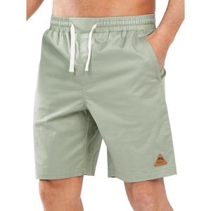 imageNORTHYARD Mens Casual ShortsCotton 9quot Golf Hiking Drawstring Elastic Waist Work Shorts with Zipper PocketsLodenfrost