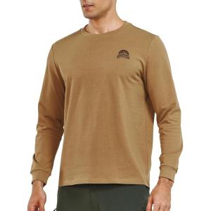 imageNORTHYARD Mens Cotton Long Sleeve TShirts Graphic Casual Stylish Crew Neck Tee Shirts for Men OutdoorsBrownkhaki