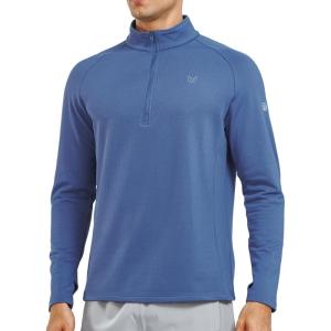 imageNORTHYARD Mens Quarter Zip Pullover Fleece Lined Long Sleeve Running Shirts Golf Sweatshirts Outdoor Thermal Layer HikingDusty Blue