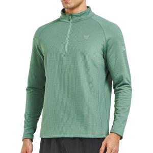 imageNORTHYARD Mens Quarter Zip Pullover Fleece Lined Long Sleeve Running Shirts Golf Sweatshirts Outdoor Thermal Layer HikingLoden Frost